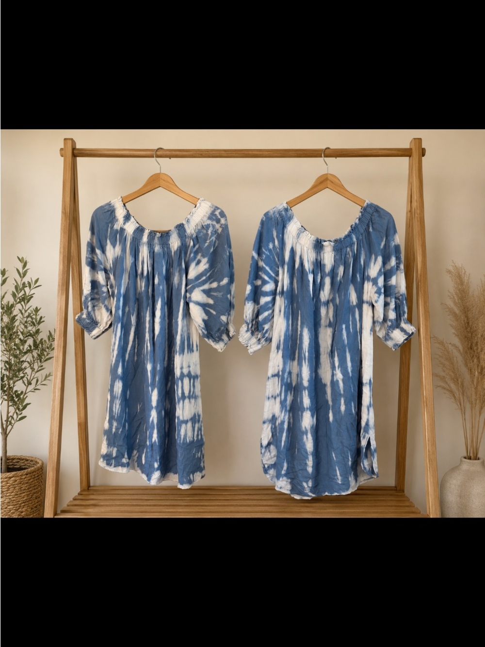 Style Envy Blue and White Tie-Dye Midi Dress